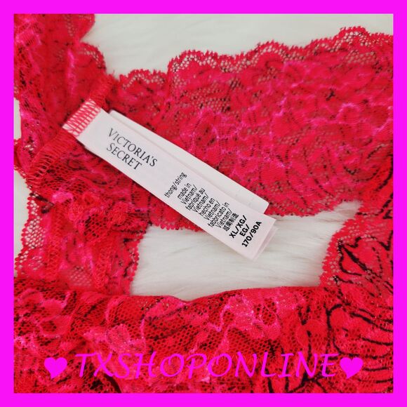 💗👙Victoria Secret red / black lace thong panty👙💗 - Picture 4 of 4